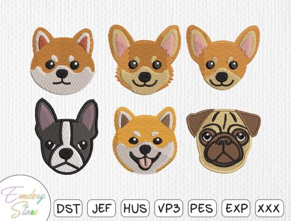 Adding Charm with Dog Face Patch Embroidery Design Bundle
