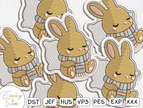 Charming Bunny with Scarf Embroidery Patch