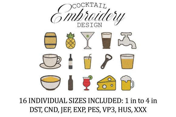 Cocktail Drink Mini Embroidery Design Review for Etsy Sellers