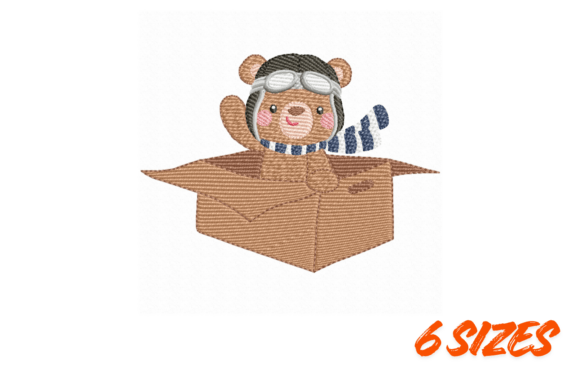Cute Aviator Bear Embroidery Art