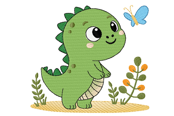 Cute Baby Dinosaur Embroidery Design