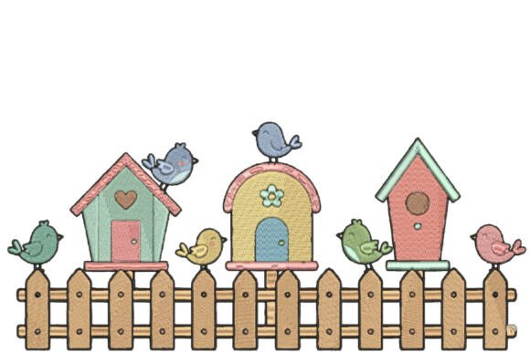Cute Birdhouse Embroidery Design