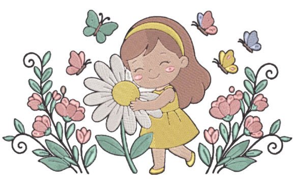Cute Girl Daisy Embroidery Design Review