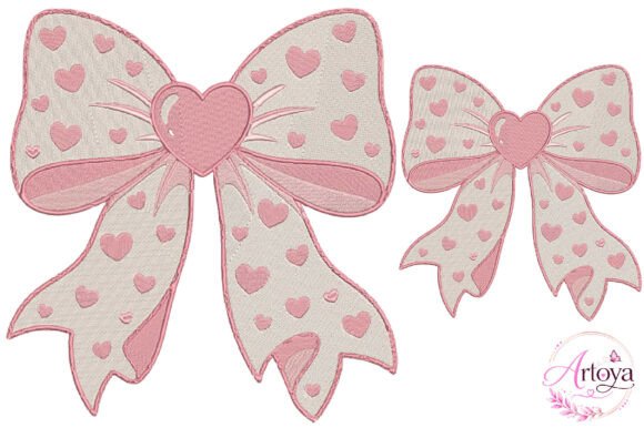 Cute Heart Bow Embroidery Design: A Seasonal Charm for Holiday Crafts