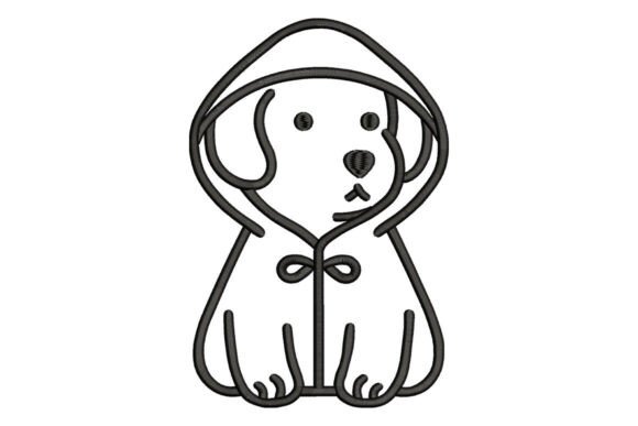 Cute Puppy in Hoodie Embroidery