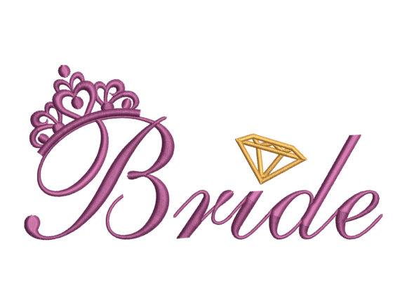 Evaluating the Bride Crown Script Wedding Embroidery Design