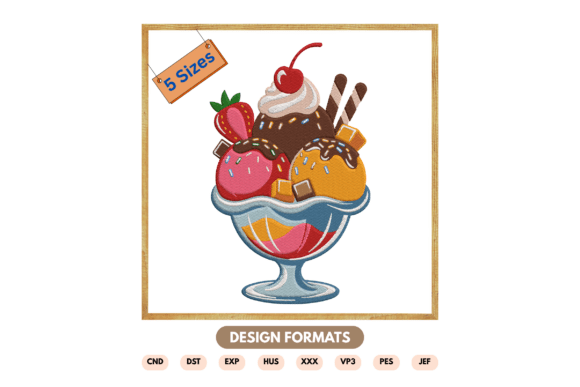 Ice Cream Sundae Embroidery Design