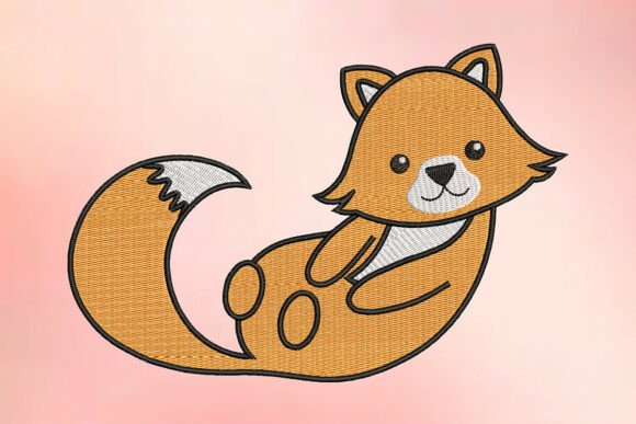 Playful Relaxing Fox Embroidery Design